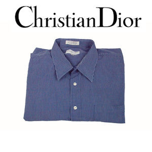 XL Blue Striped Christian Dior Dress Shirt